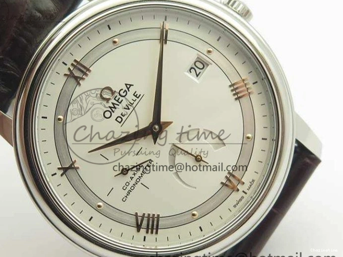 0428 De Ville Prestige Real Power Reserve SS TW 1:1 Best Edition White Dial RG Markers On Leather Strap A Thermal 8089